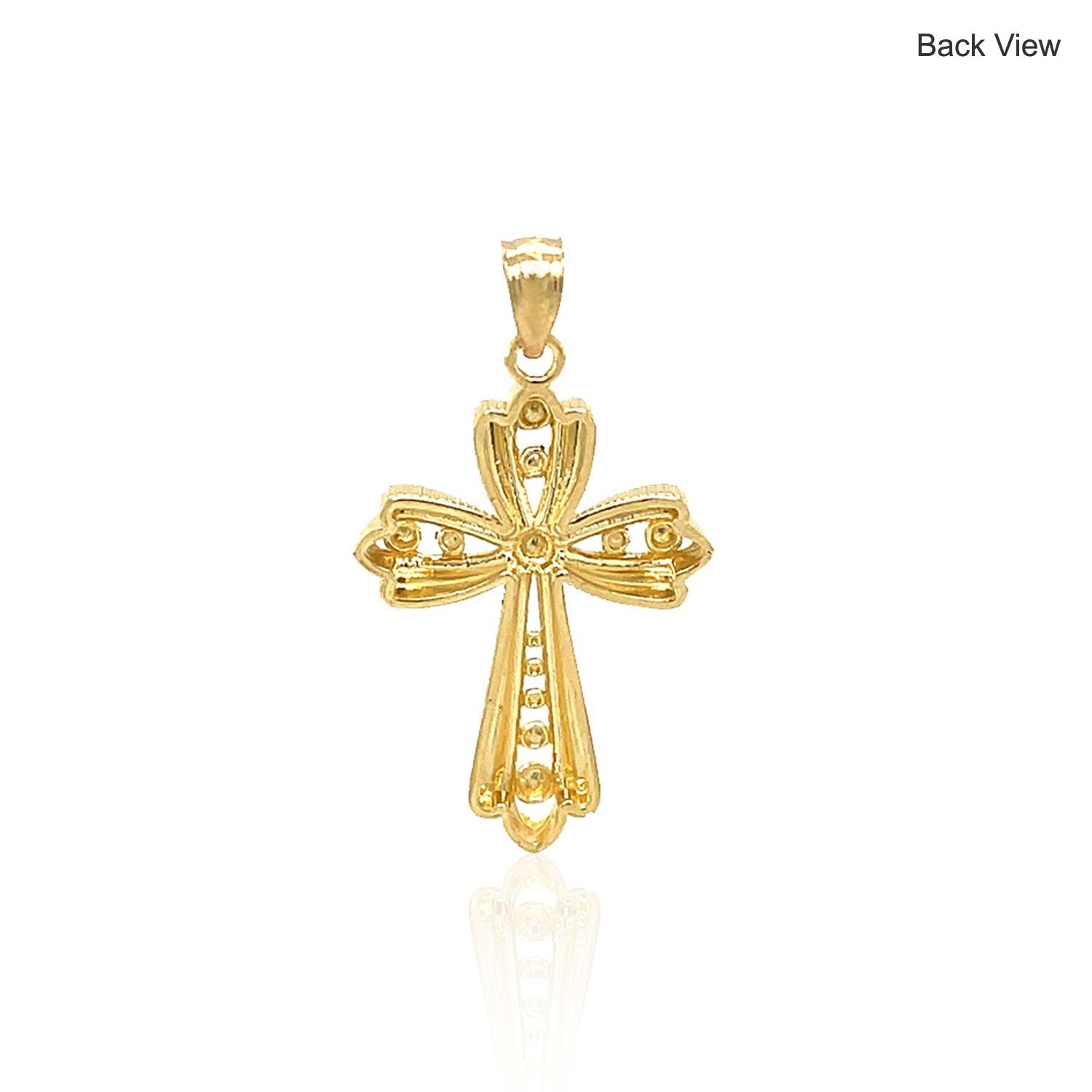 14k Two-Tone Gold Fancy Cross Pendant with Diamond Cuts