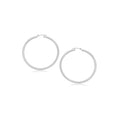 14k White Gold Polished Hoop Earrings (3x20mm)