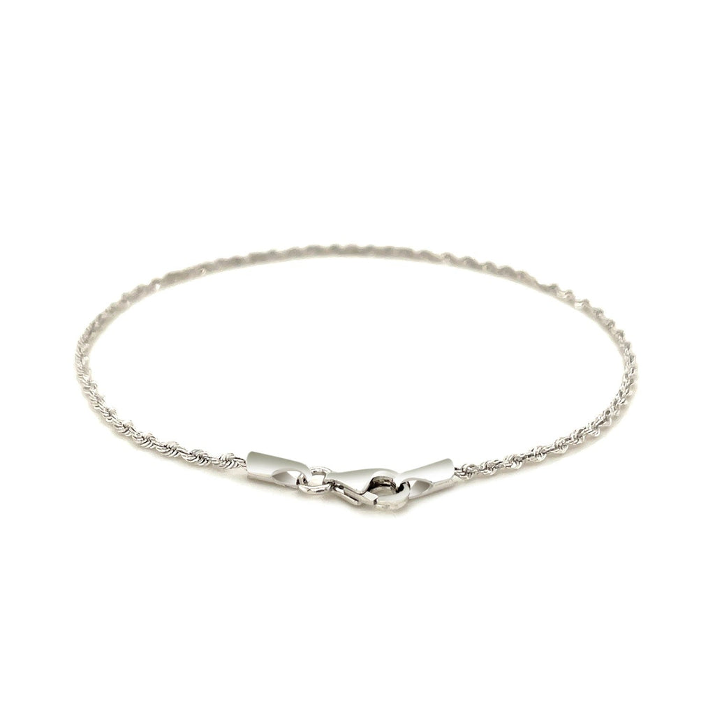 14k White Gold Solid Diamond Cut Rope Bracelet 1.5mm
