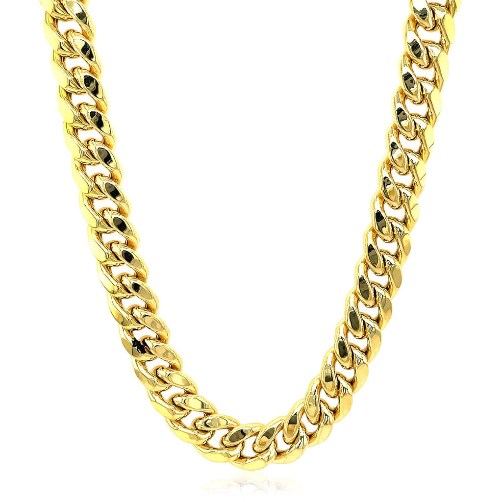 14k Yellow Gold Semi Solid Miami Cuban Chain (9.10 mm)