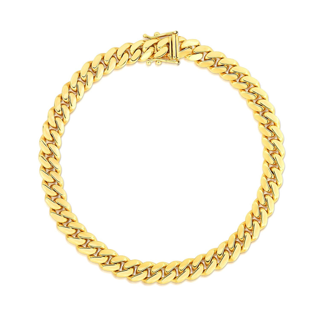 14k Yellow Gold Classic Miami Cuban Solid Bracelet (7.10 mm)