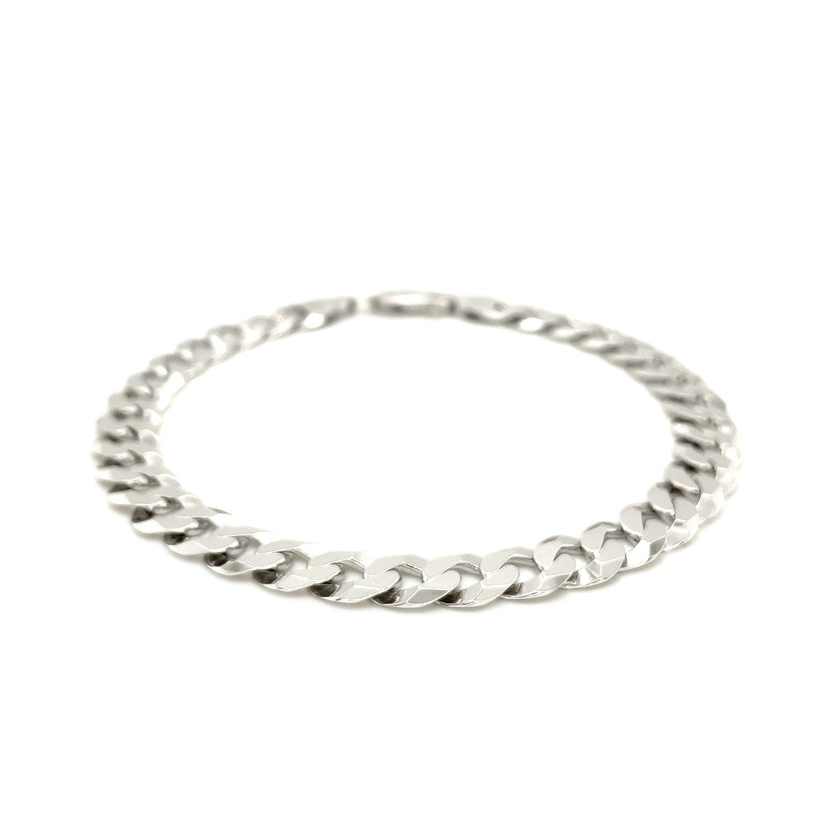Rhodium Plated Sterling Silver Curb Style Bracelet (7.90 mm)