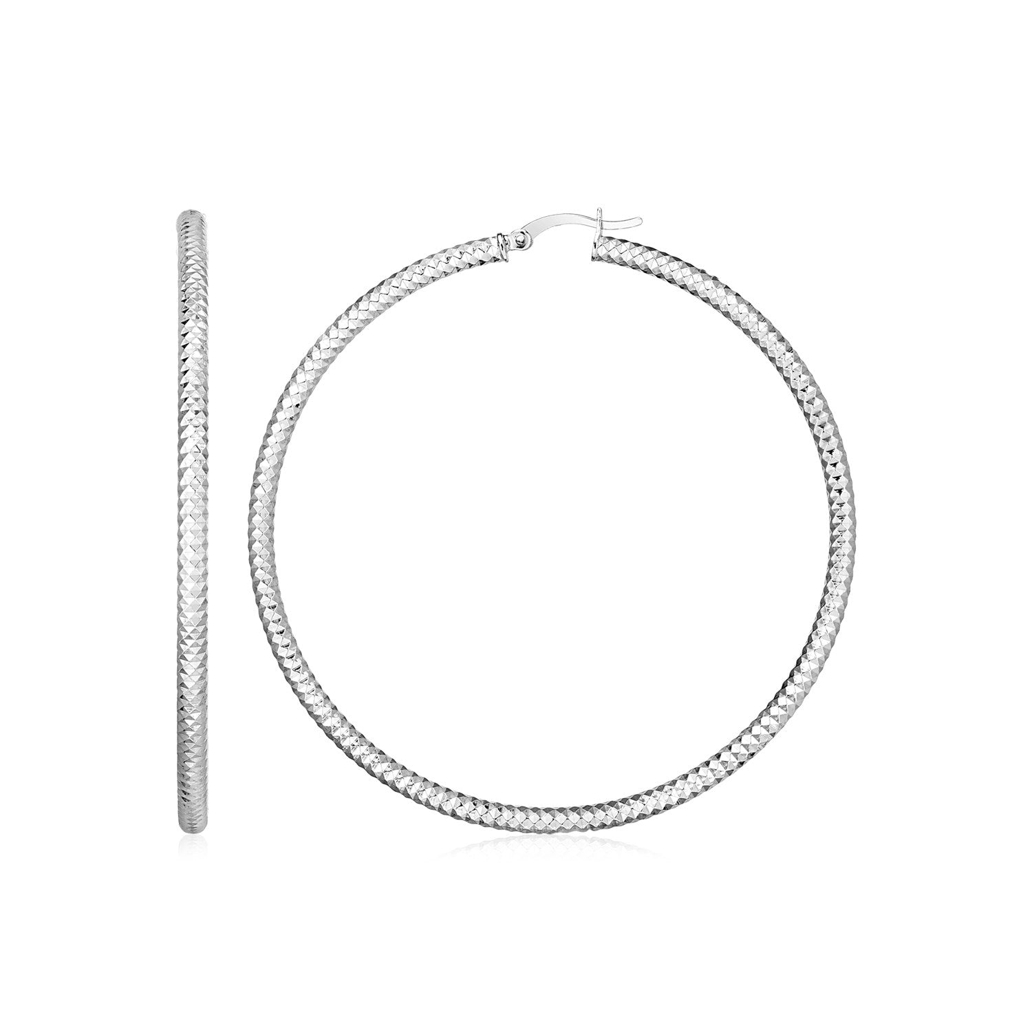 SterlingSilver Large Hoop Earrings with Braid Texture