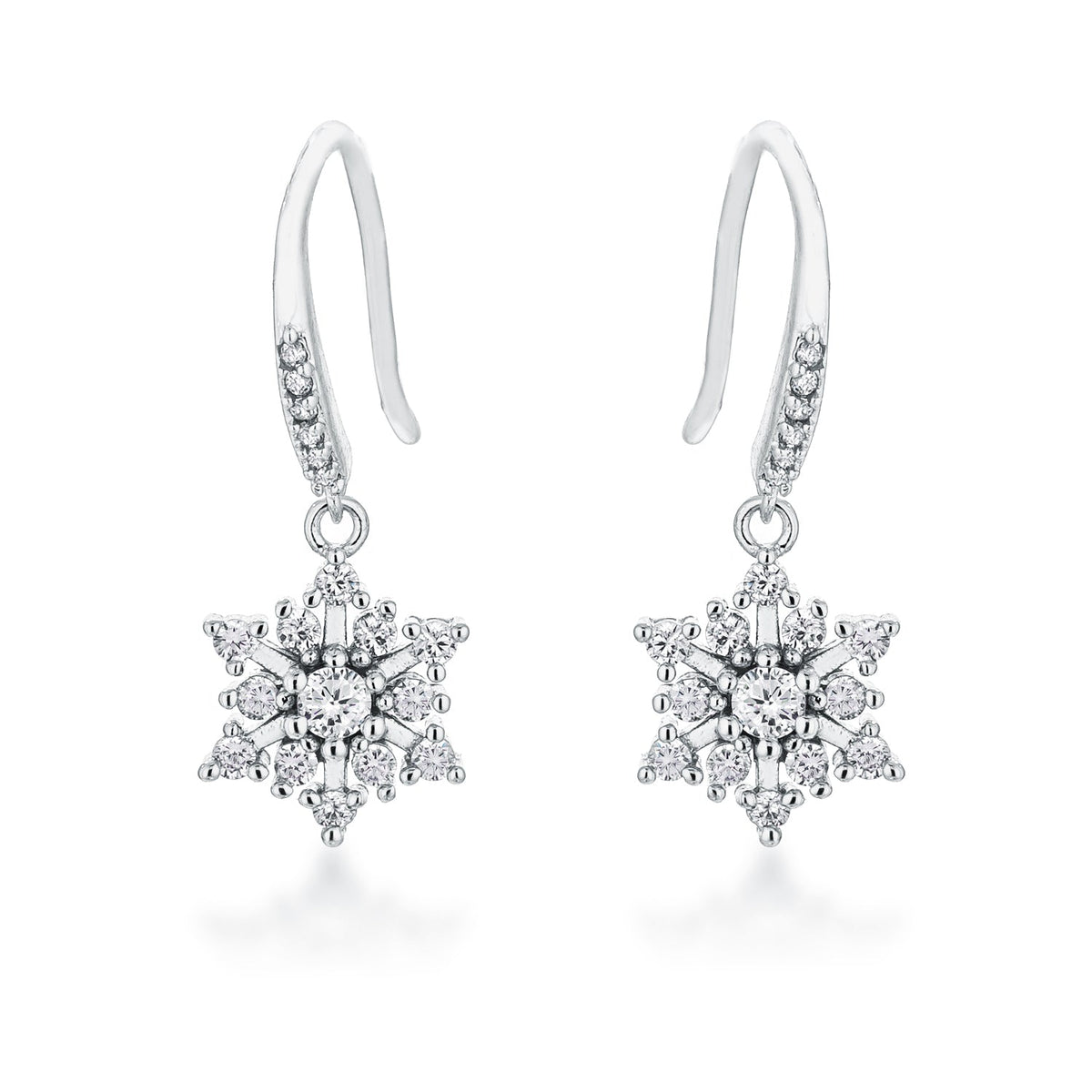 Avera Dainty Snowflake Drop Earrings in Polished Gold