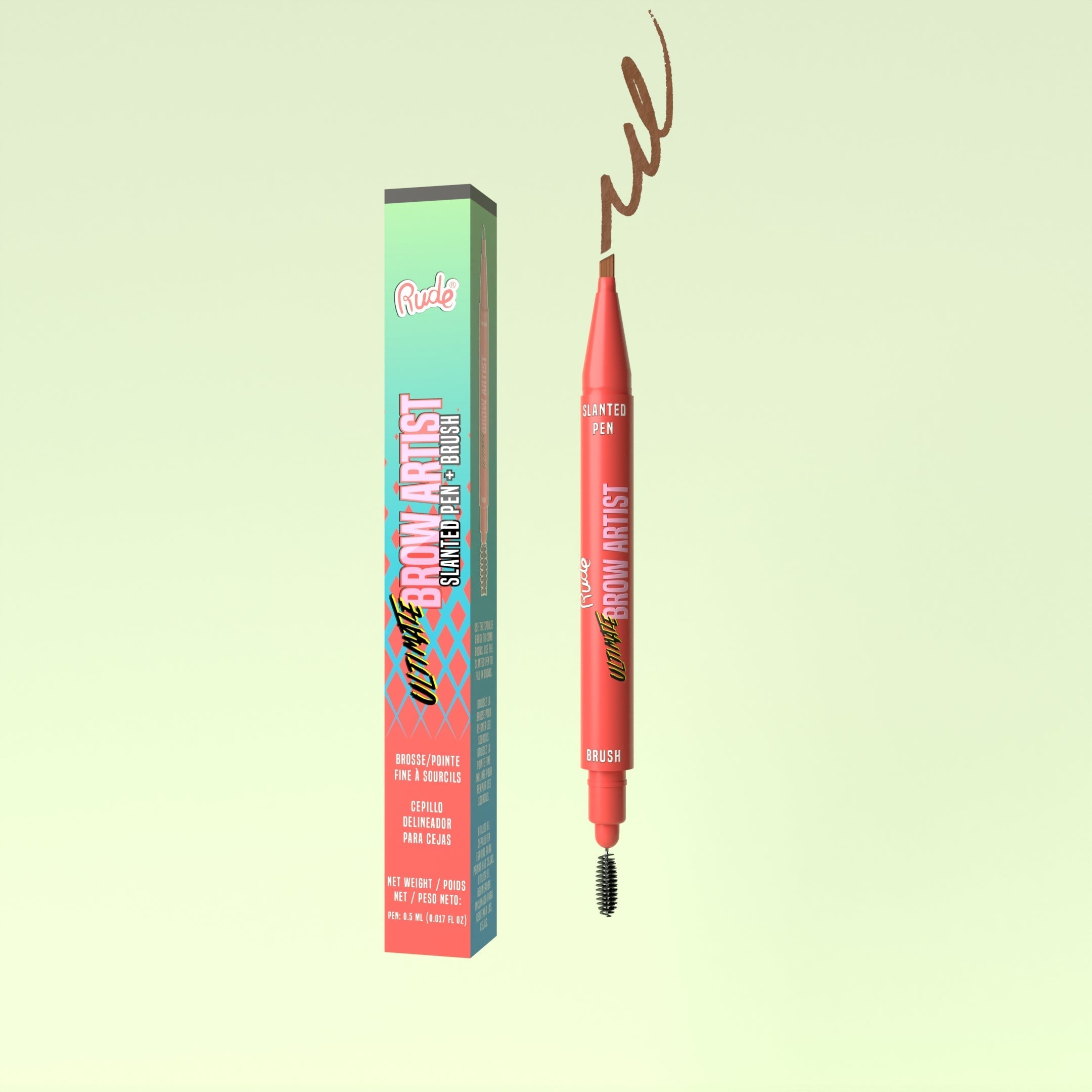 RUDE Ultimate Brow Artist - Slanted Pen and Brush - Hazel