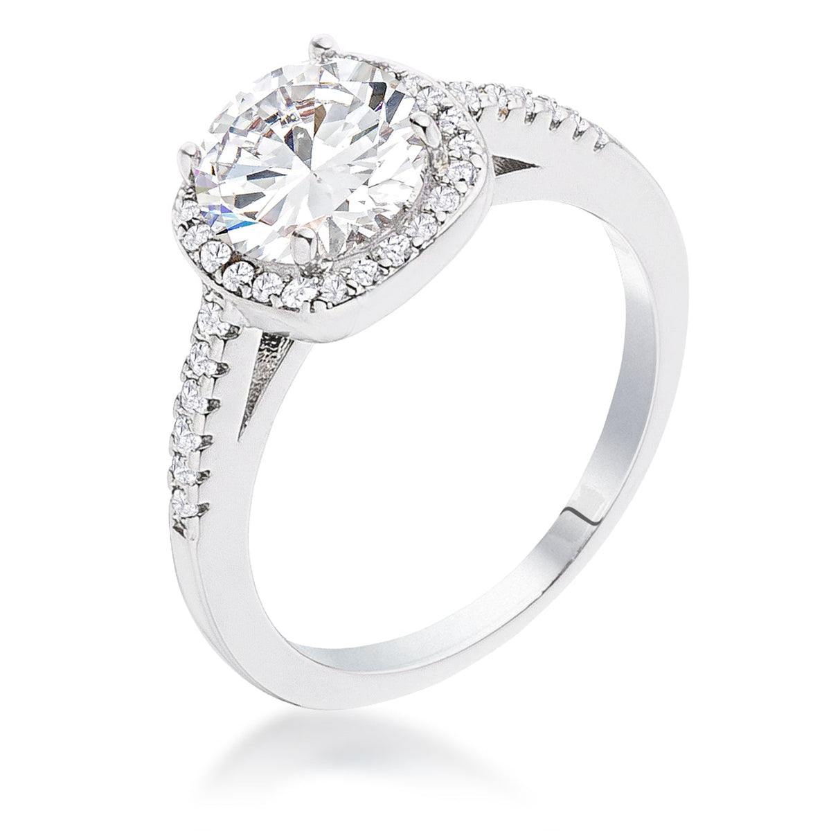 Avera 2.97Ct Plated Classic Cushion Cut Halo Ring