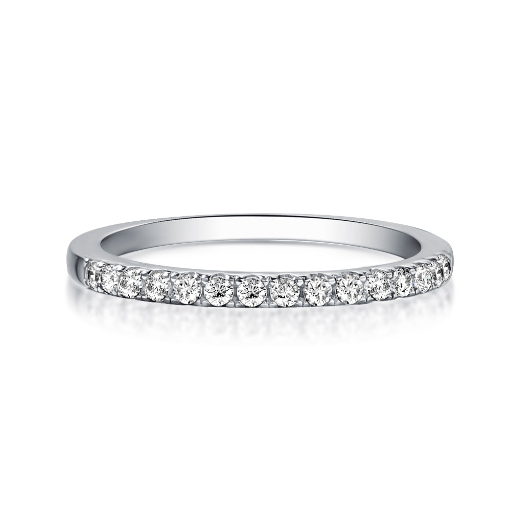 Rodiffy Moissanite 0.5 Ct Round Cut Half Halo White Gold Anniversary Ring