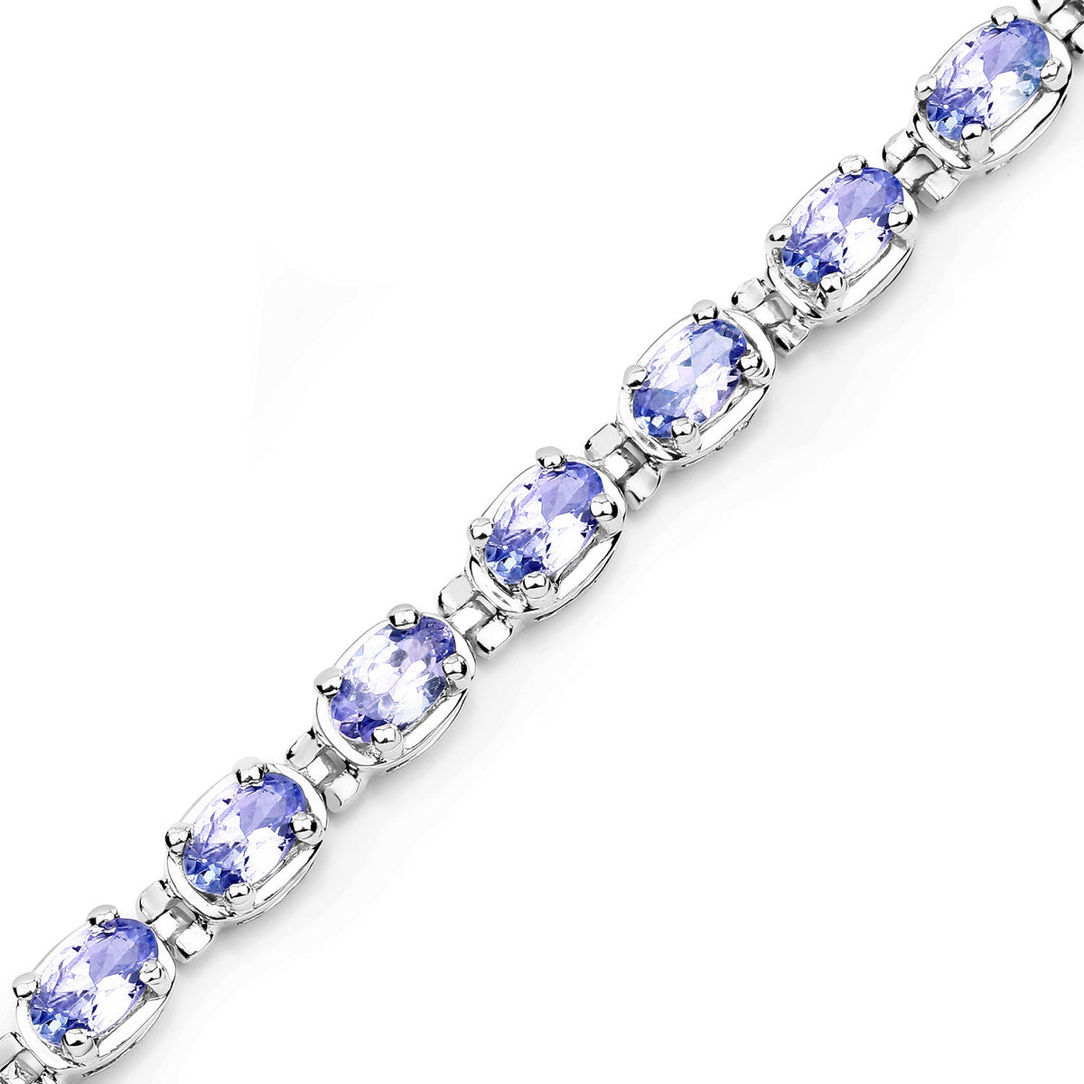 6.00 Carat Genuine Tanzanite .925 Sterling Silver Bracelet
