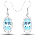 13.68 Carat Genuine Blue Topaz .925 Sterling Silver Earrings