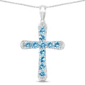 3.85 Carat Genuine Blue Topaz .925 Sterling Silver Pendant