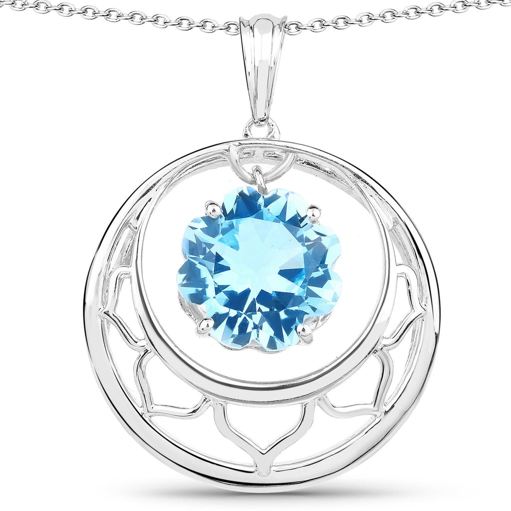 8.75 Carat Genuine Swiss Blue Topaz .925 Sterling Silver Pendant